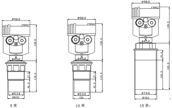 不同型號超聲波液位計的產品規格（附圖）